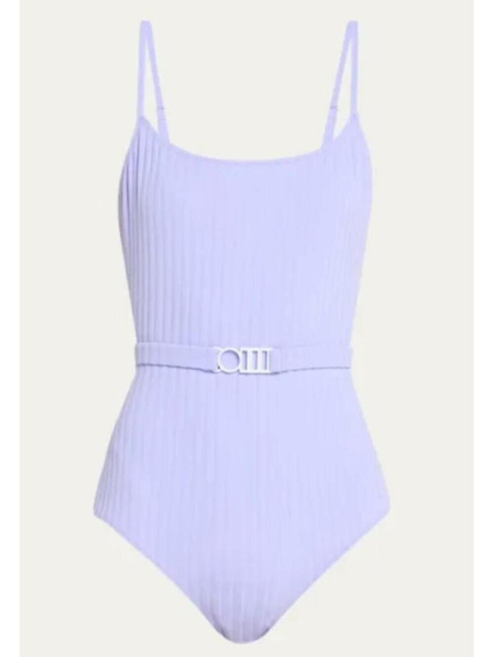 SOLID & STRIPED purple ribbed one piece swimsuit sz S